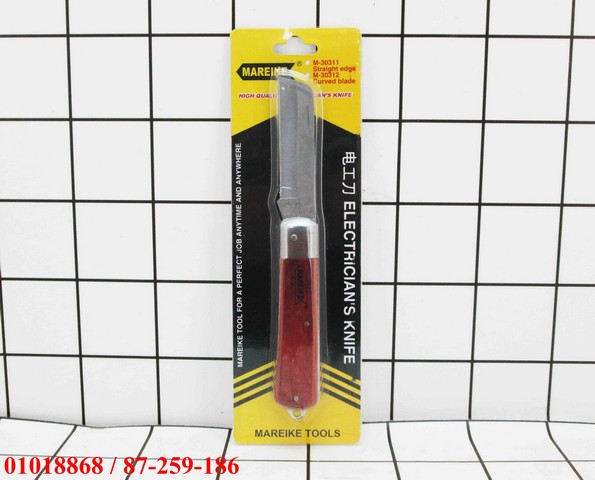 Mareike Electrician Knife / Pisau Lengkung Gagang Kayu