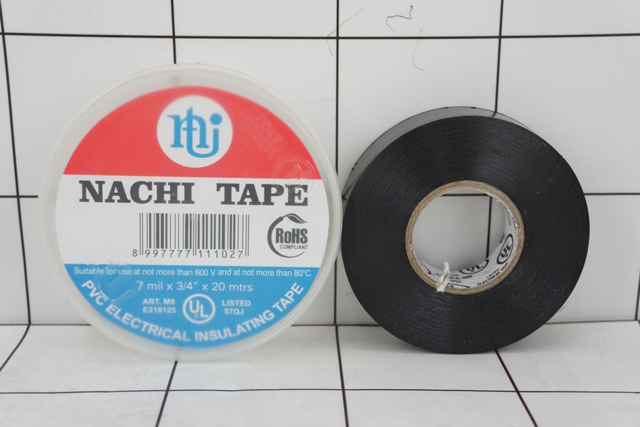 NACHI Isolasi Listrik PVC Hitam 7mil x 3/4" x 20meters Electrical Tape