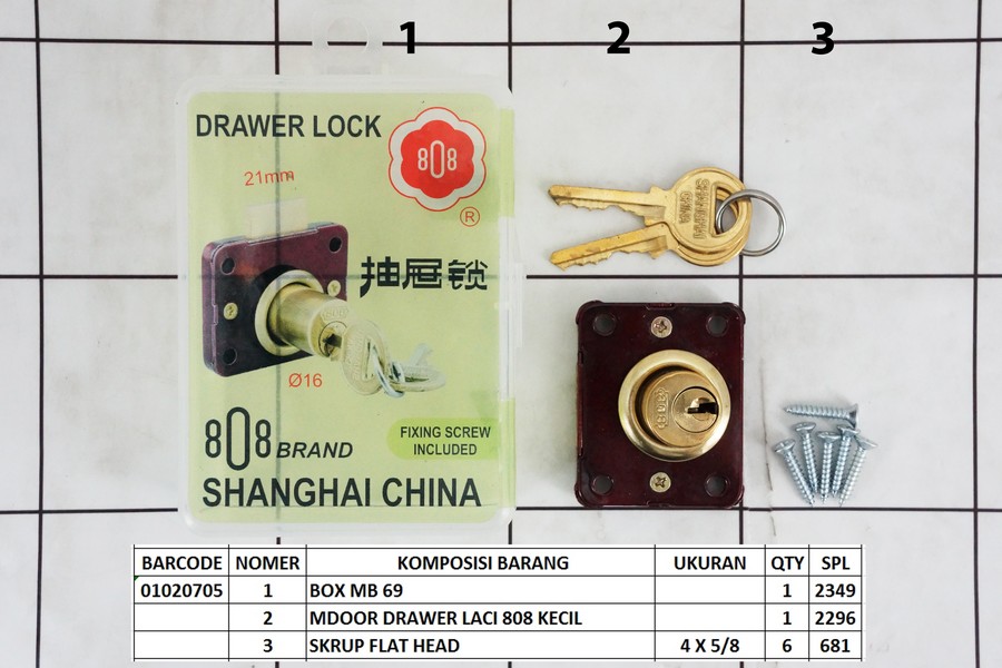 GE - Kunci Laci / Drawer Lock 16 mm