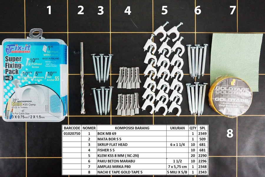 GE - Paket Klem Kabel Paku Beton 8 mm Weatherproof