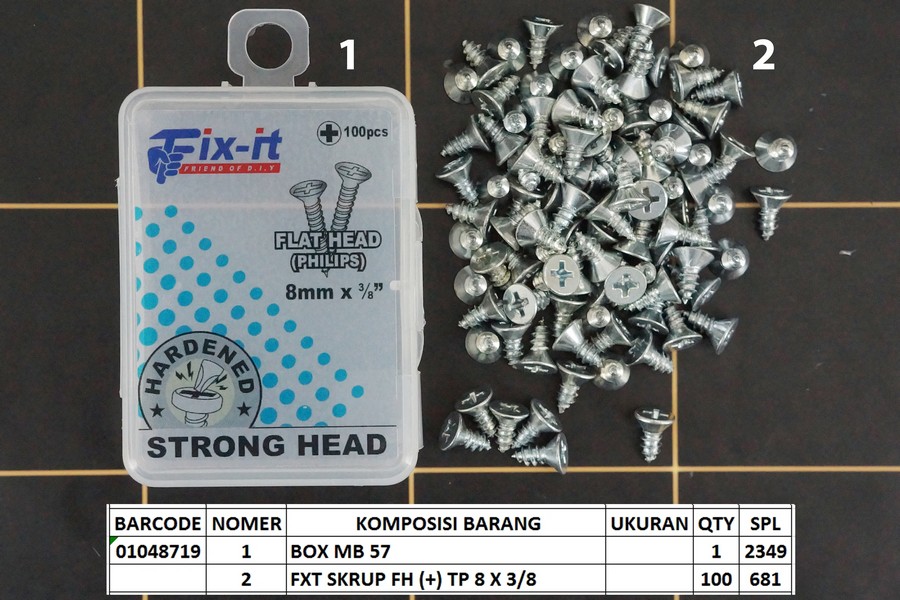 GE - Paku Flat Head 8mm x 3/8 inch