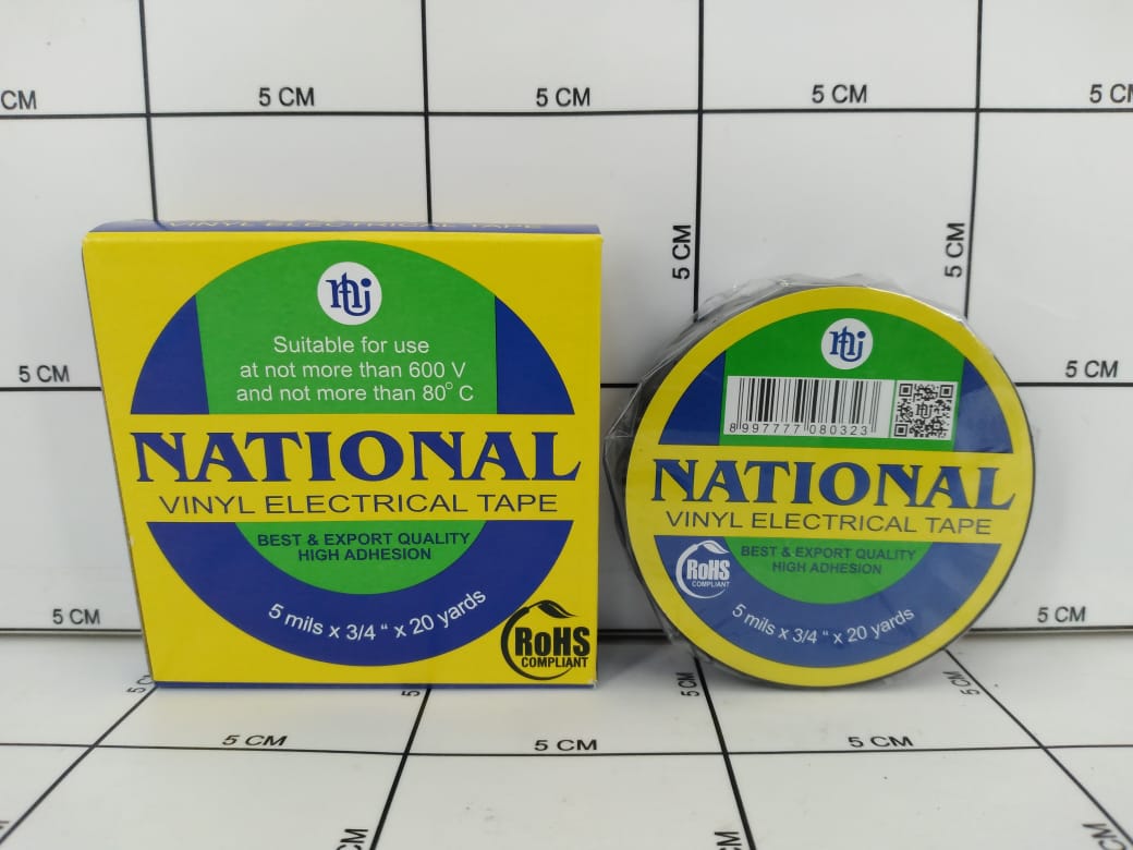 NATIONAL Isolasi Selotip Kabel Listrik Nachi 19 mm x 20 Yard Hitam