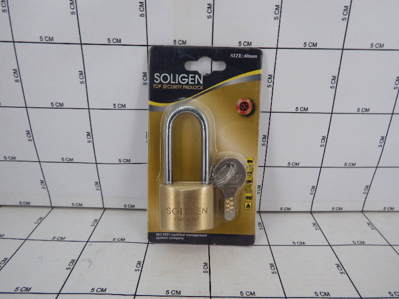SOLIGEN Gembok Kuningan Leher Panjang 40mm 4Kunci