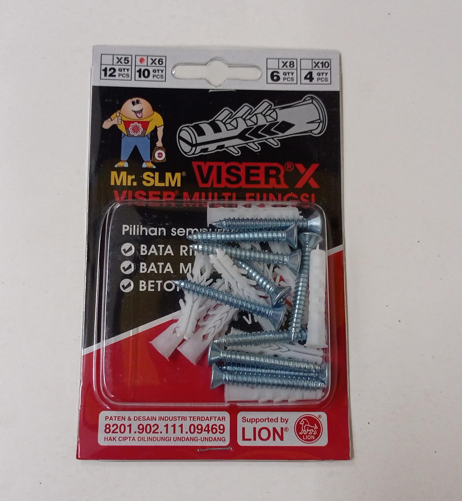 VISER X6 Paket Fisher Sekrup Bata Ringan Skrup PH m 10 Penahan Beban Dinding 10 Pasang