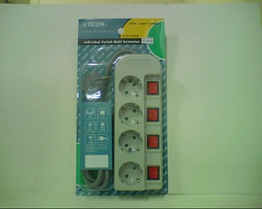 UTICON Stop Kontak 4 Lubang Multi Saklar ST-1482 SW Kabel