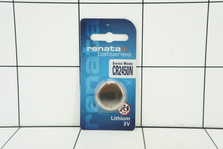 Battery Coin Renata CR2450 620 mAh (to 2.0 volts) (Rated at 7.5K ohms at 21°C) Typical 3.0 Volts Typical
