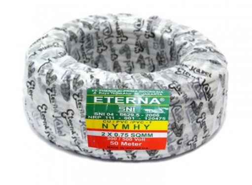 Eterna Kabel NYMHY 2x0,75mm Serabut Per Meter
