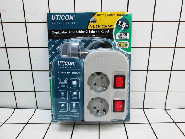 UTICON - Stopkontak 2 Lubang 2 Saklar Dengan Kabel