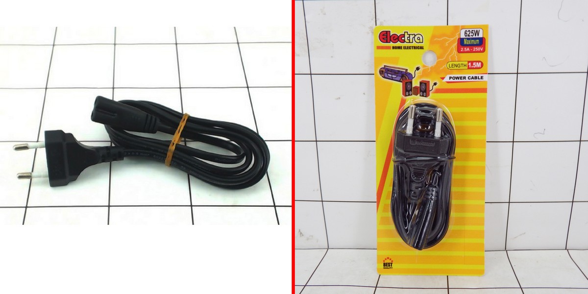ELECTRA Power Cable Kabel AC angka 8 / Kabel AC Tape / Radio Panjang 1,5M