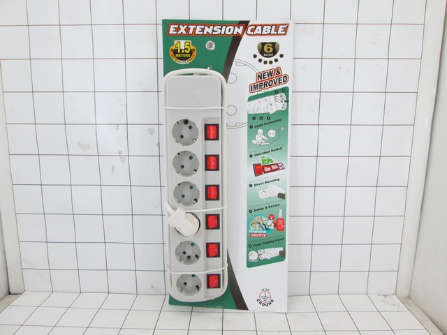 Extension Cable Kabel Ekstensi ST1685SN 1,5 Meter 6 Lubang + Individual Switch