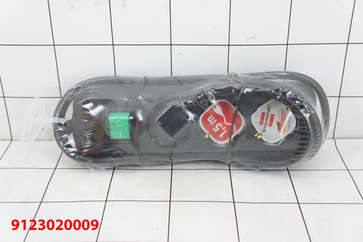 BRENNENSTUHL Eco-Line Stop Kontak 3-Lubang 1.5m - Warna HITAM Dengan Switch
