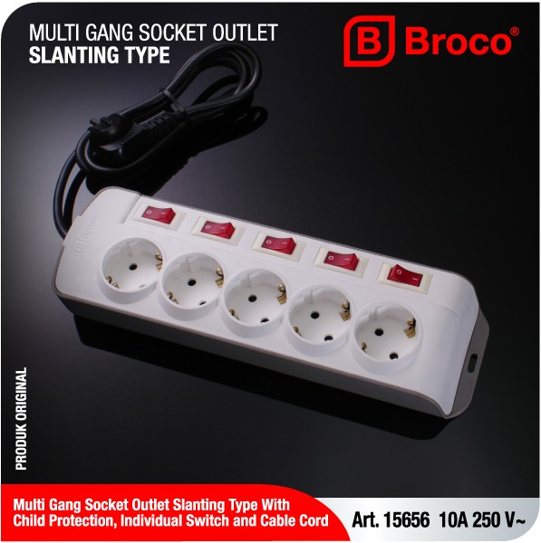 BROCO 5 Lubang Miring 15656 dengan CP, Saklar, dan Kabel