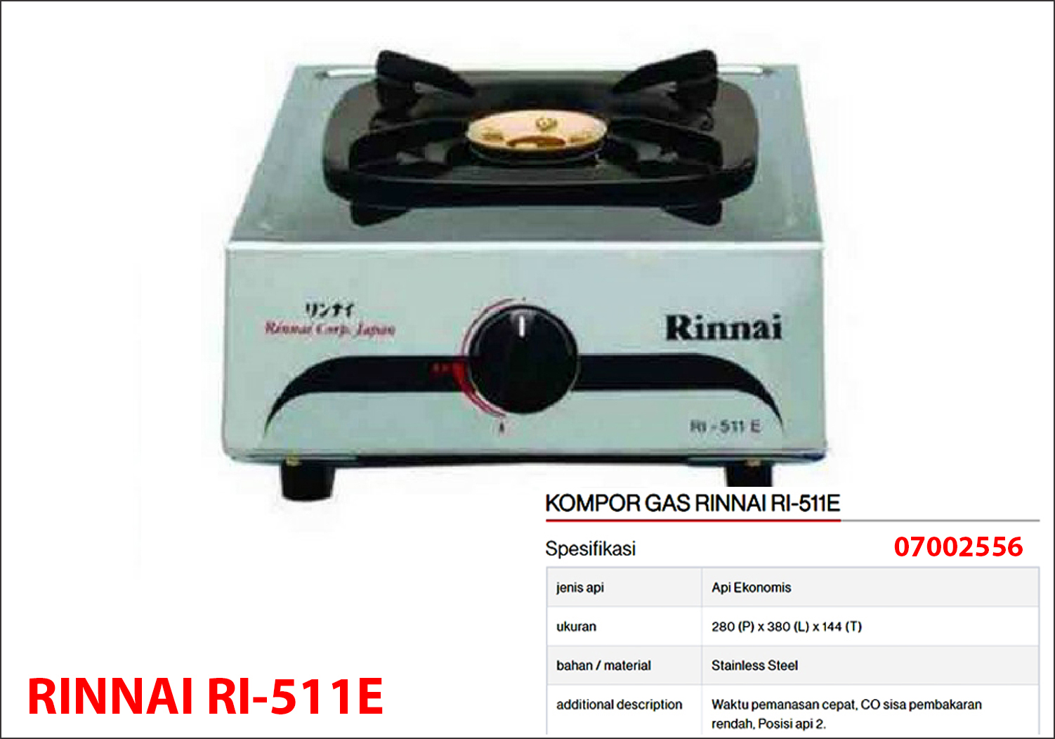 Kompor Gas Rinnai RI-511E