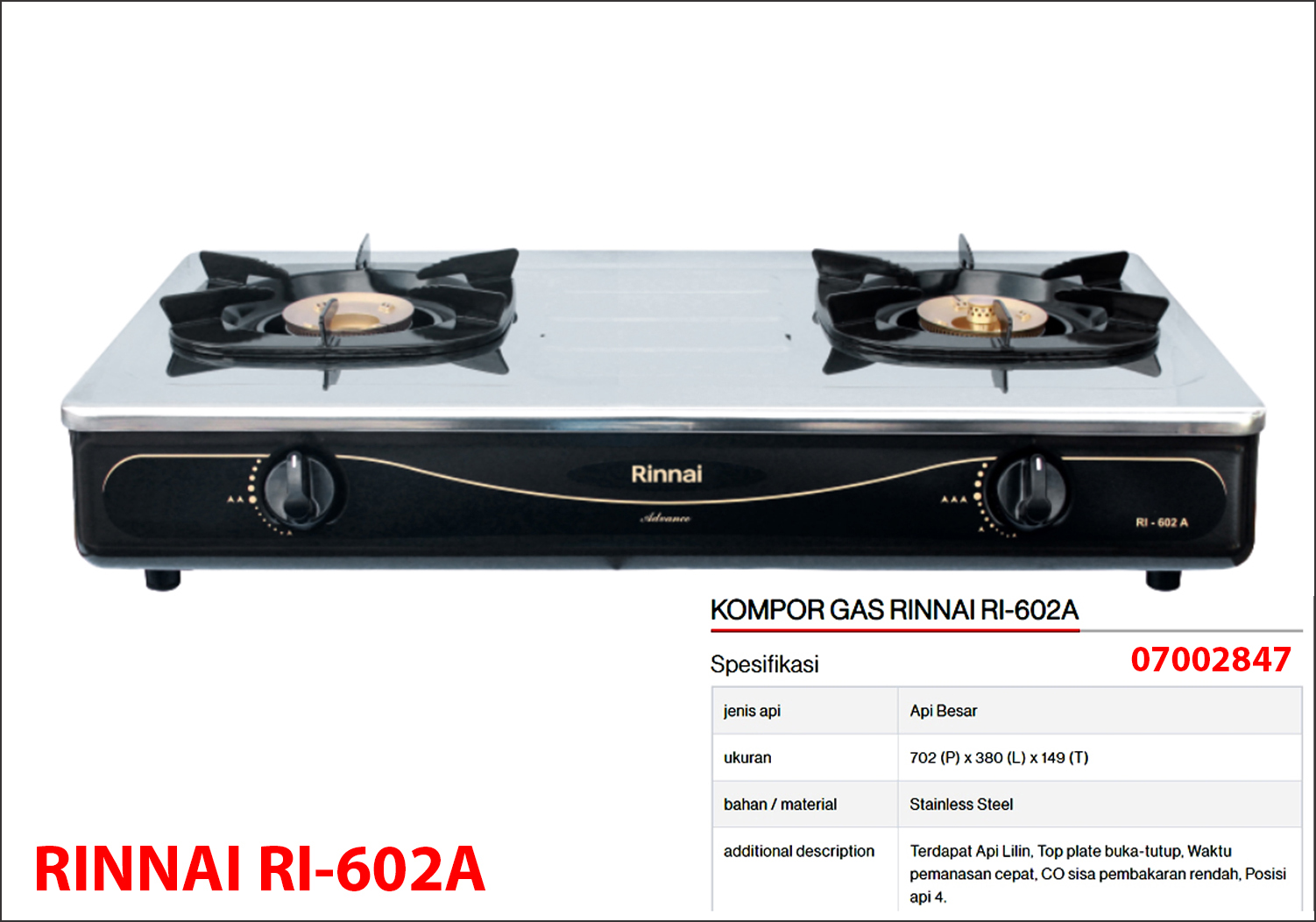RINNAI Kompor Gas RI-602A