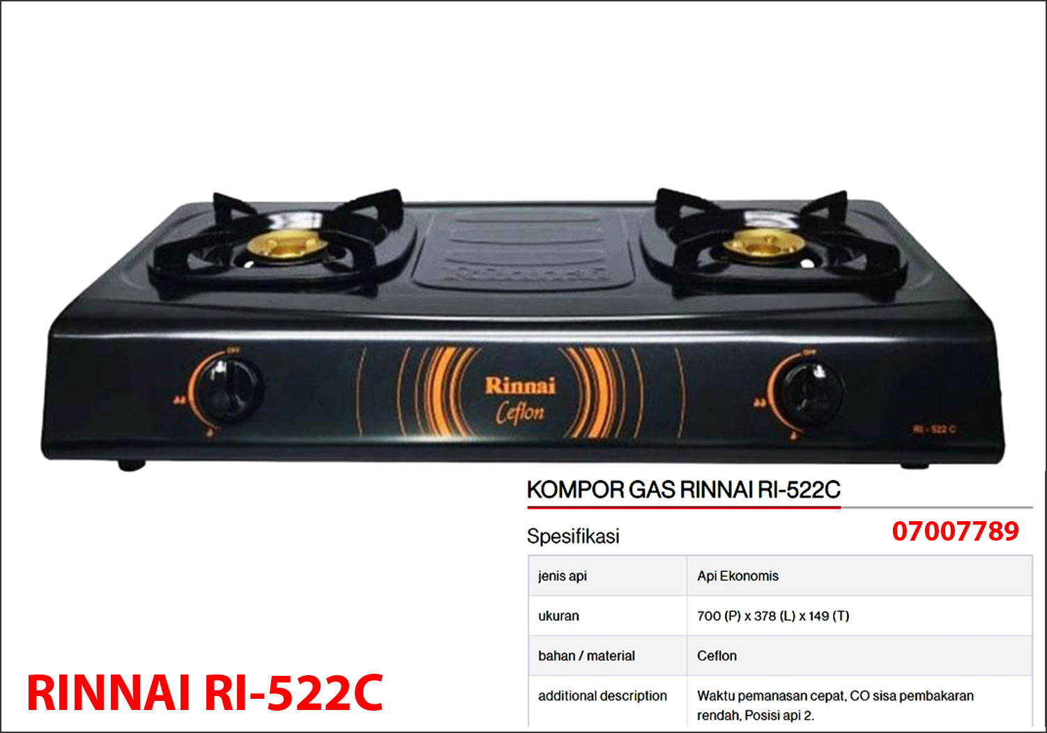 Kompor Gas Rinnai RI-522C