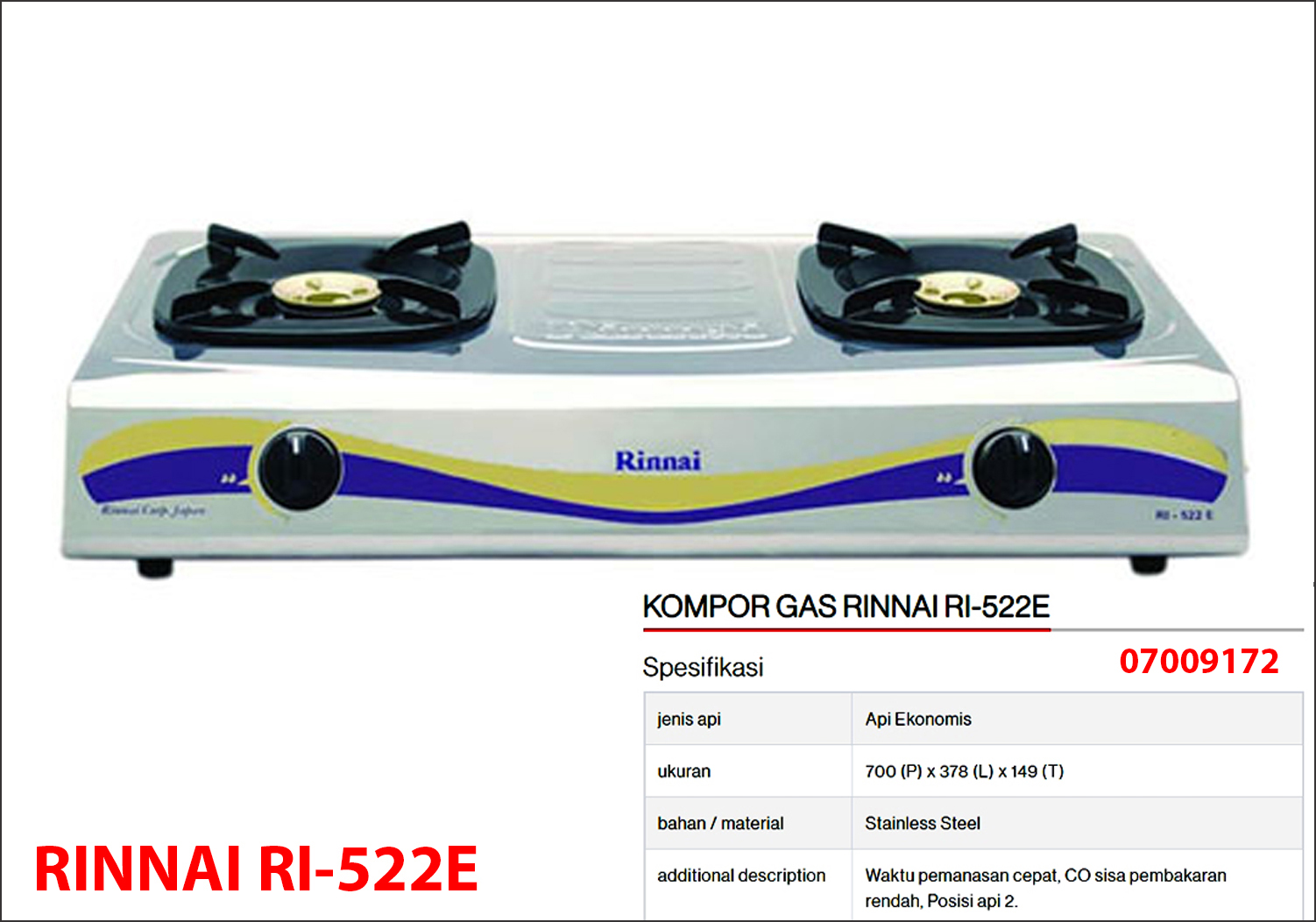 Kompor Gas Rinnai RI-522E