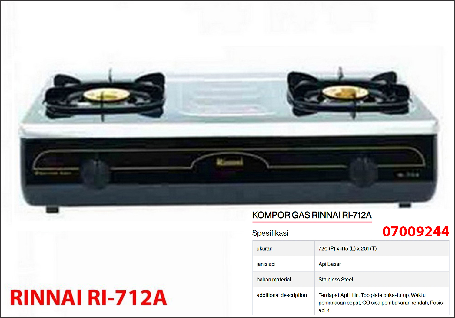 Kompor Gas Rinnai RI-712A