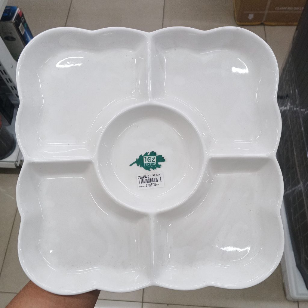 GE - Piring Keramik 5 Sekat Persegi 28 Cm