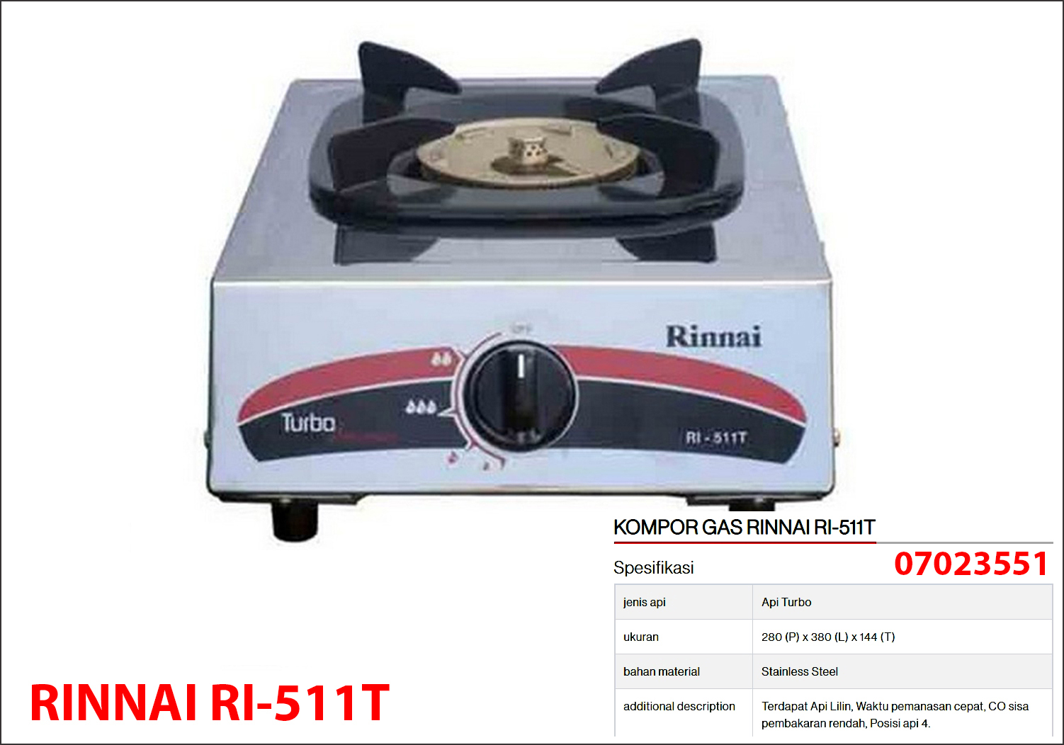 Kompor Gas Rinnai RI-511T
