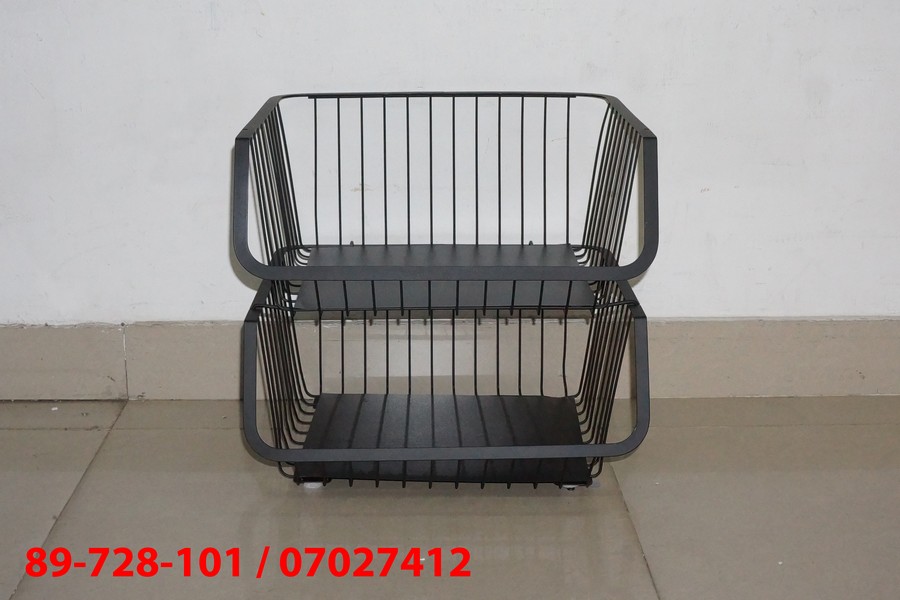 Rak Keranjang Kawat Susun 2 Tingkat Hitam