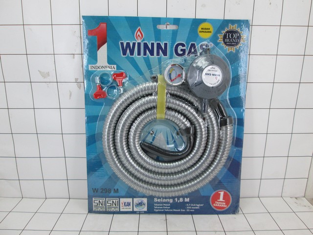 WINN GAS Selang Regulator W 298 M / Paket Selang 1,8M + Regulator Meter Winn Gas W298M / Winngas W 298M Komplit