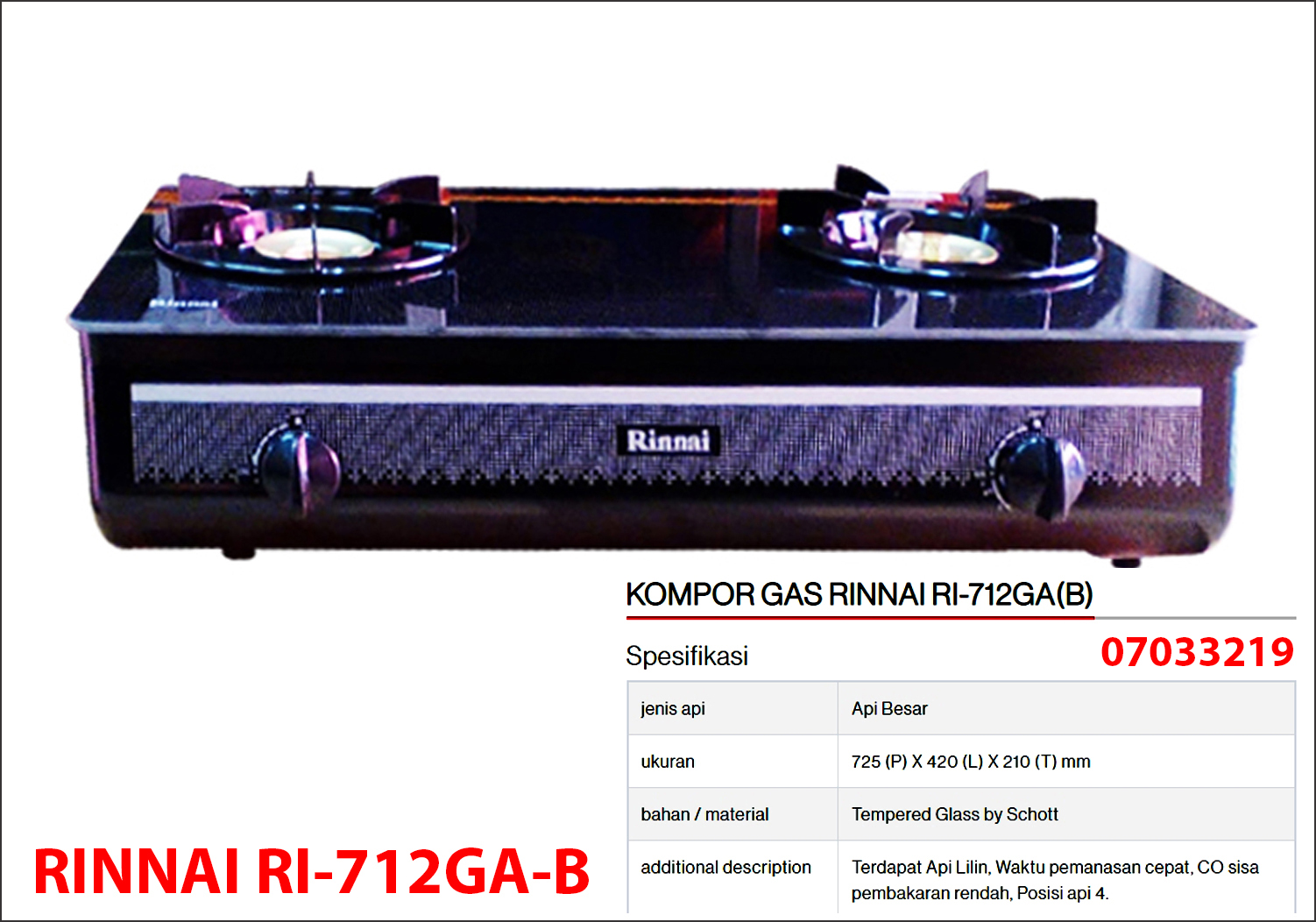 Kompor Gas Rinnai RI-712GAB-KC