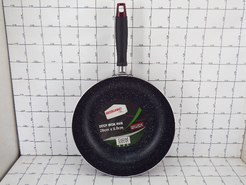 Akebonno Deep Wok Pan Marble Coating Anti Lengket Stainless Akebonno 28 cm