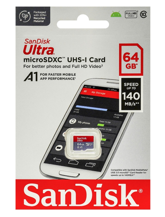 SanDisk A1 Ultra microSDXC 64Gb 140Mbps