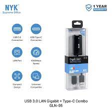 NYK GLN 05 USB 3.0 To Lan Gigabit + Type C Combo