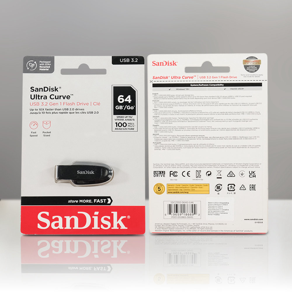 Flashdisk Sandisk Ultra Curve 64GB USB 3.2 Hitam