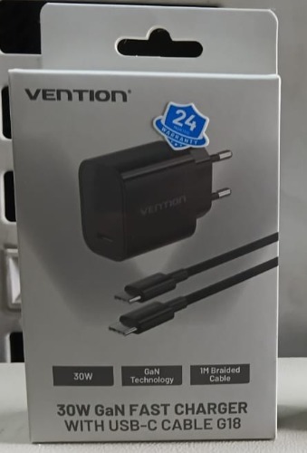 Charger Vention G18 30W Type-C 1M Hitam