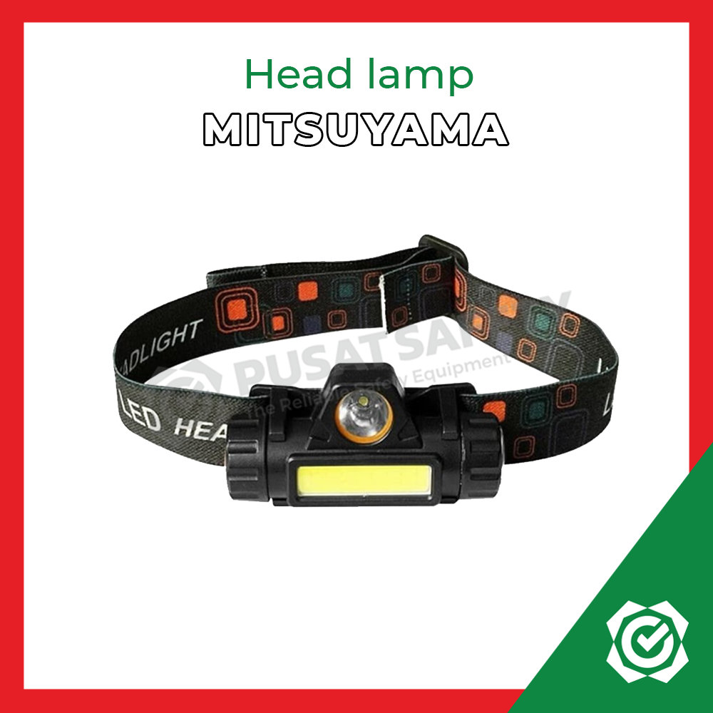 HeadLamp Mitsuyama MS-1922 Lampu Senter Kepala Sorot Jarak Jauh Dekat Rechargeable