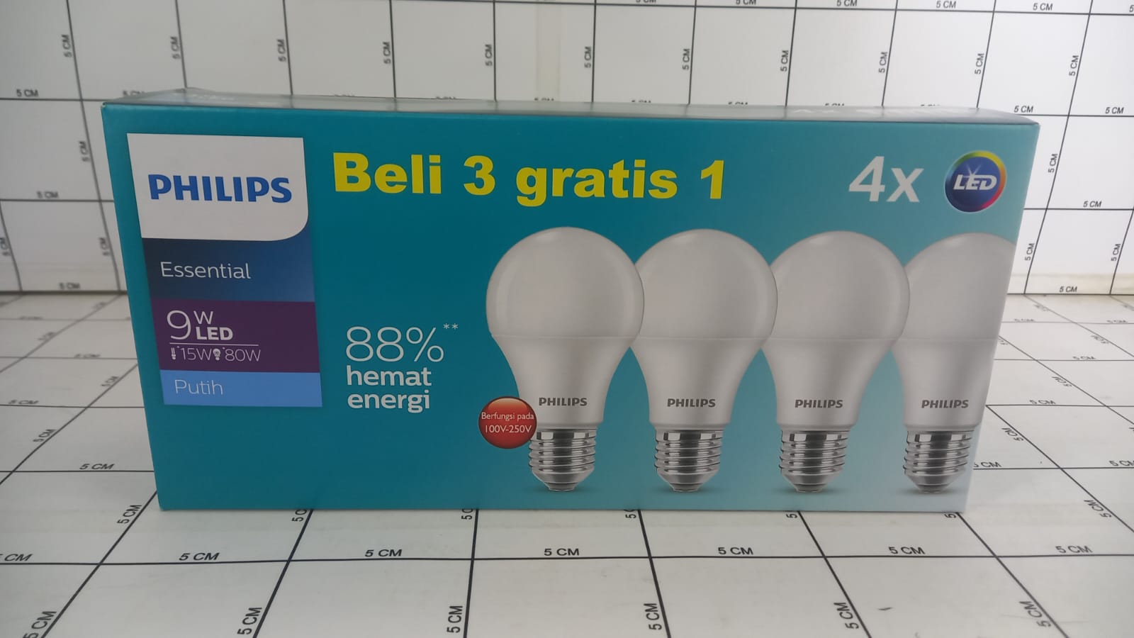 Lampu LED Philips Essential 9 Watt Cool Daylight, Beli 3 Gratis 1