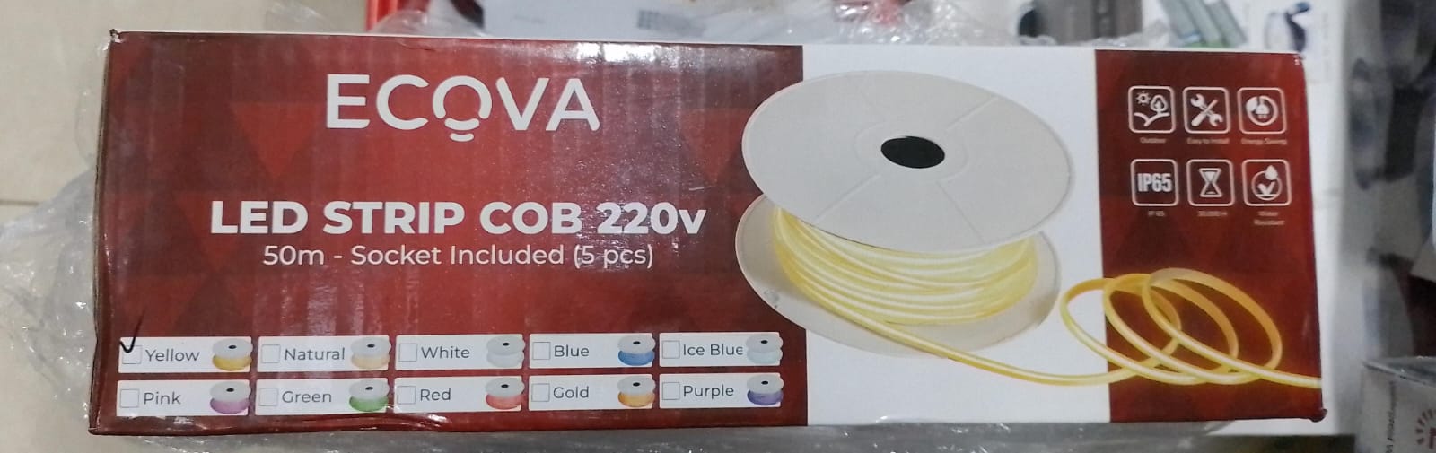 Lampu LED Strip Ecova COB 3000K