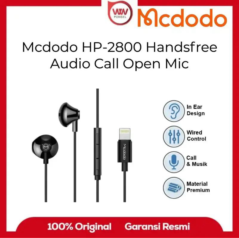 MCDODO HP-2800 Handsfree Earphone Headset For Iphone Lightning Audio Call Mic MFI Earphone Lightning DAC