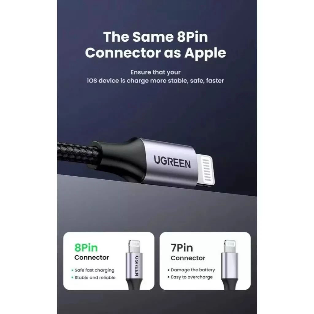 Ugreen 60156 Kabel USB to Lightning 1M Hitam