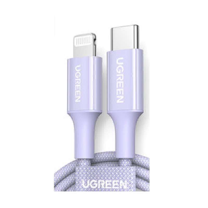 UGREEN 15195 USB-C to Lightning MFI Colour Nylon Weaven 1 Meter Kabel Data Purple