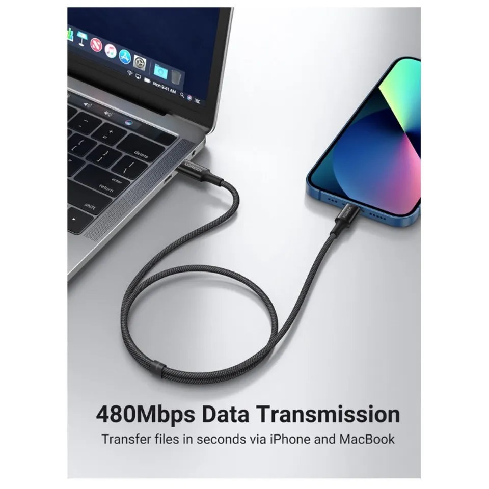 UGREEN Kabel USB-C to Lightning Weaven 1M Biru 90448