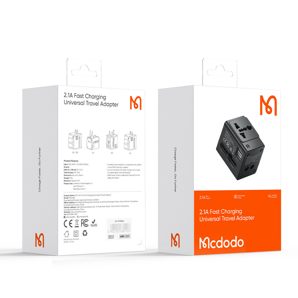 Mcdodo 2.1A Fast Charging Universal Travel Adapter