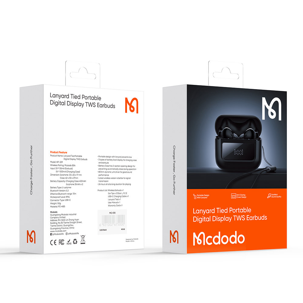 Mcdodo HP3290 TWS Lanyard BK 70 Watt 240 Volt