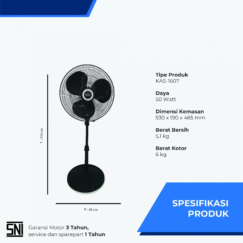 FAN Stand 16"MIYAKO 1607GB 50 Watt 220 V