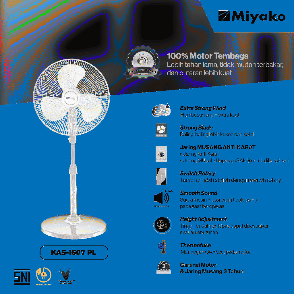 FAN Stand 16"MIYAKO 1607PL 50 Watt 220 V