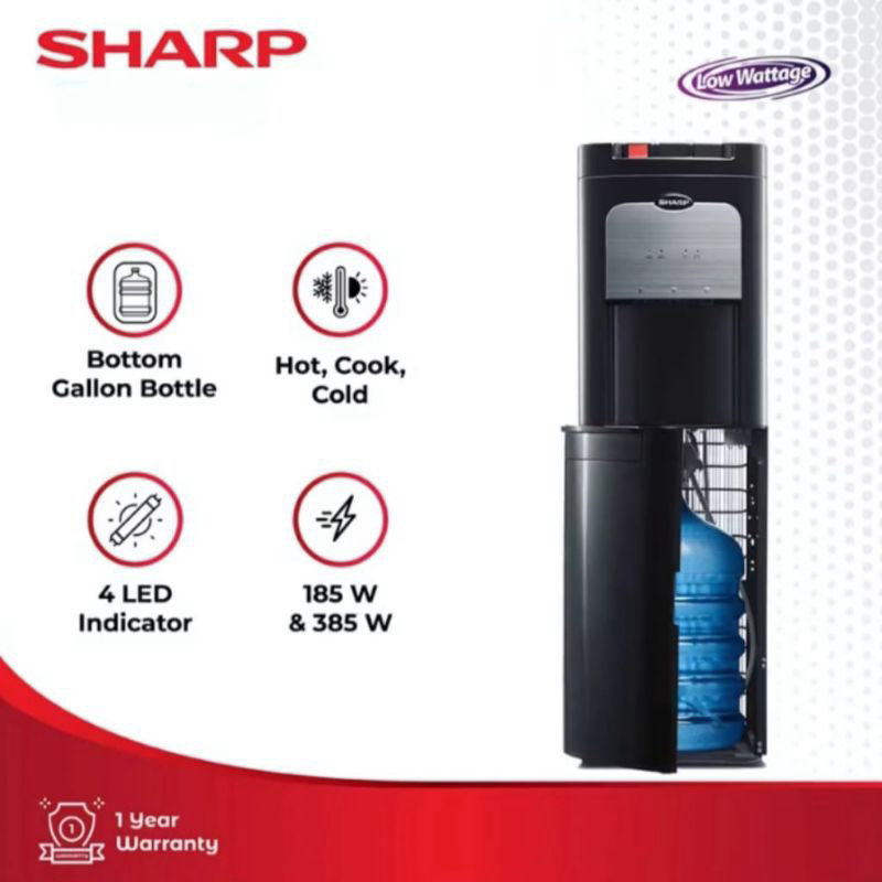 Dispenser Galon Bawah Sharp SWD-72EHLBK 385 Watt 4K
