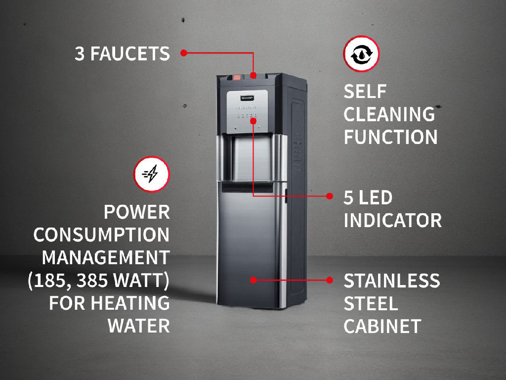 Dispenser Galon Bawah Sharp SWD-73EHLBK 4 Liter 185 Watt