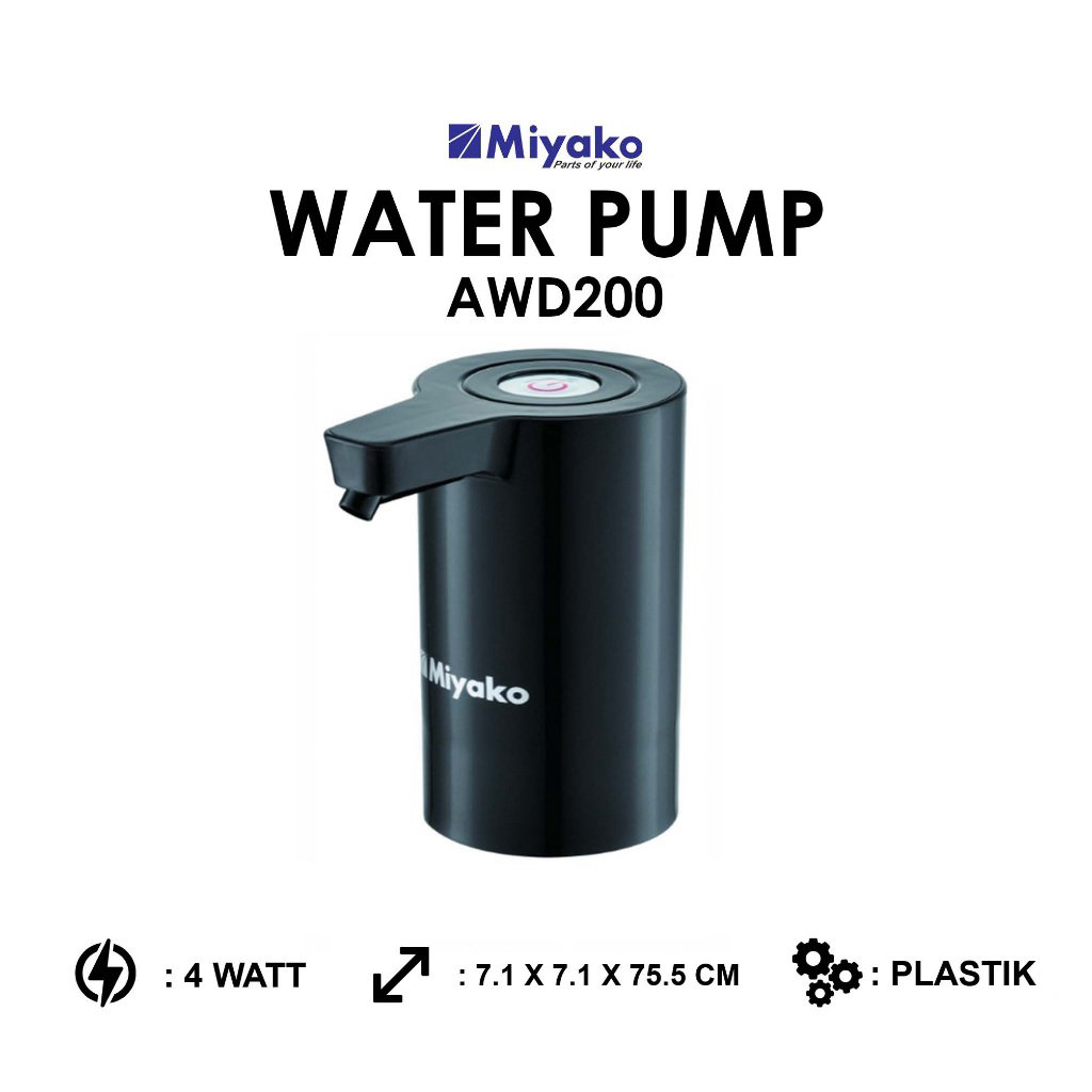 POMPA GALON MIYAKO ELEKTRIK AWD200 WATERPUM MIYAKO AWD 200 - Hitam