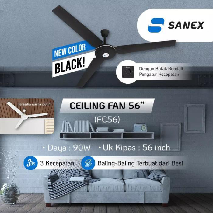 Kipas Angin Ceiling Fan 56 Inch Sanex Hitam