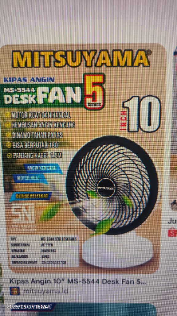 MITSUYAMA Kipas Angin Meja MS-5544 Desk Fan Portable 9 Inch