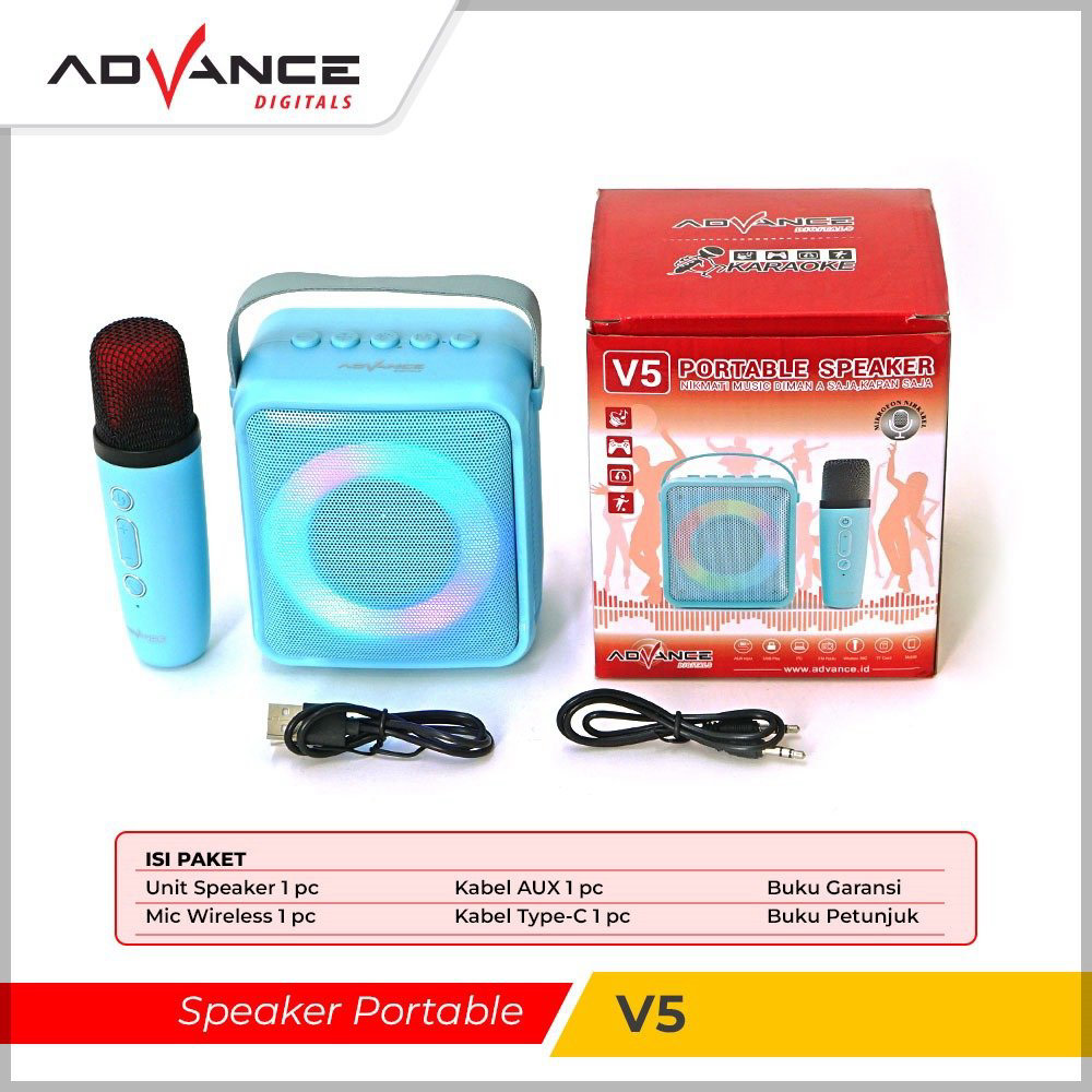 ADVANCE Speaker Portable Mini Bluetooth V5 Blue 450 Liter
