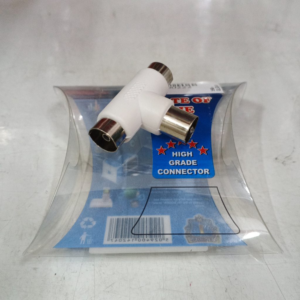 JACK ANTENA TV CABANG T KONEKTOR JACK ANTENA MODEL T PARALEL ANTENA TV HITAM/PUTIH